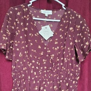 🌟Hippie Rose Maroon Dress with Yellow Floral Pattern